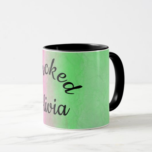Benutzerdefinierte Tasse - rosa und grüne Aquarell (VorderseiteRechts)