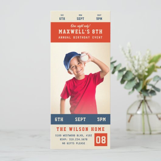 Benutzerdefinierte Teamfarben Sporting Event Ticke Einladung (Stehend Vorderseite)