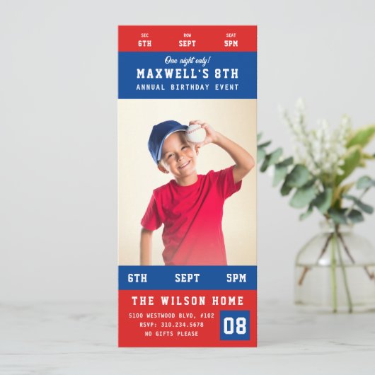 Benutzerdefinierte Teamfarben Sporting Event Ticke Einladung (Stehend Vorderseite)