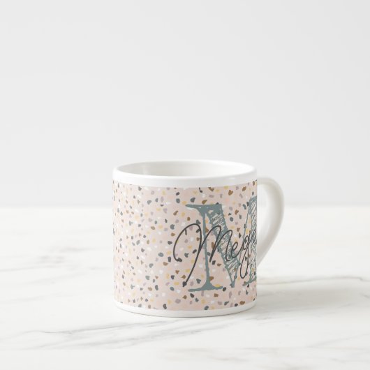 Benutzerdefinierte Terrazzo Monogram Espresso-Tass Espressotasse (Vorderseite Rechts)