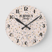 Benutzerdefinierte Terrazzo Muster weiche neutrale Runde Wanduhr (Vorderseite)