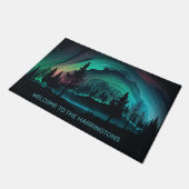 Benutzerdefinierte Text Aurora Borealis Illustrati Fußmatte (Schrägansicht)