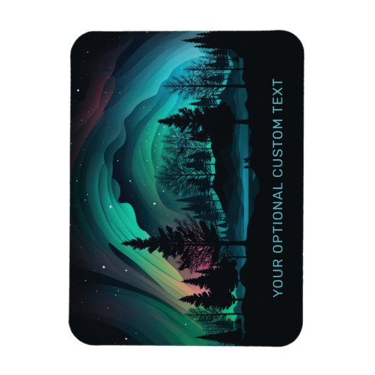 Benutzerdefinierte Text Aurora Borealis Illustrati Magnet (Vertikal)