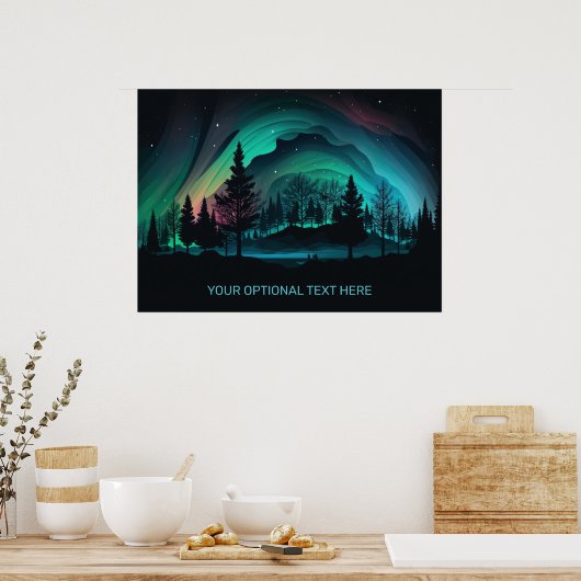 Benutzerdefinierte Text Aurora Borealis Illustrati Poster (Küche)