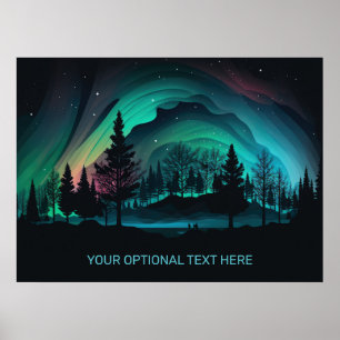 Benutzerdefinierte Text Aurora Borealis Illustrati Poster