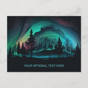 Benutzerdefinierte Text Aurora Borealis Illustrati Postkarte