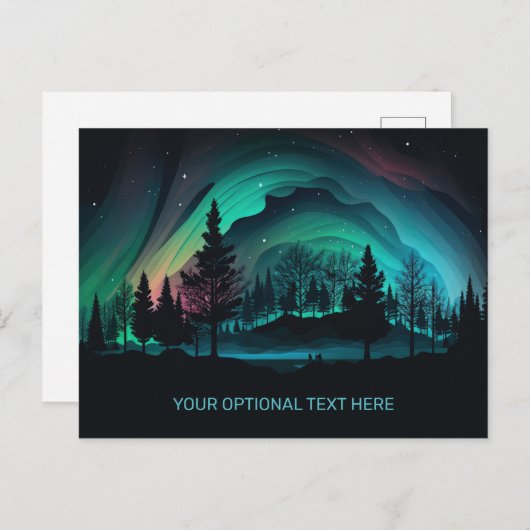 Benutzerdefinierte Text Aurora Borealis Illustrati Postkarte (Vorne/Hinten)