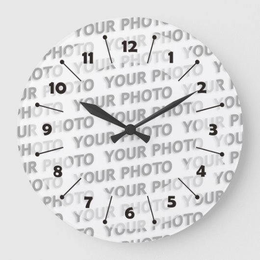 Benutzerdefinierte Text-, Bild- und Hintergrundfar Große Wanduhr (Vorderseite)