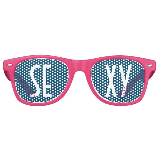 Benutzerdefinierte Text-, Bild- und Hintergrundfar Partybrille (Vorderseite)