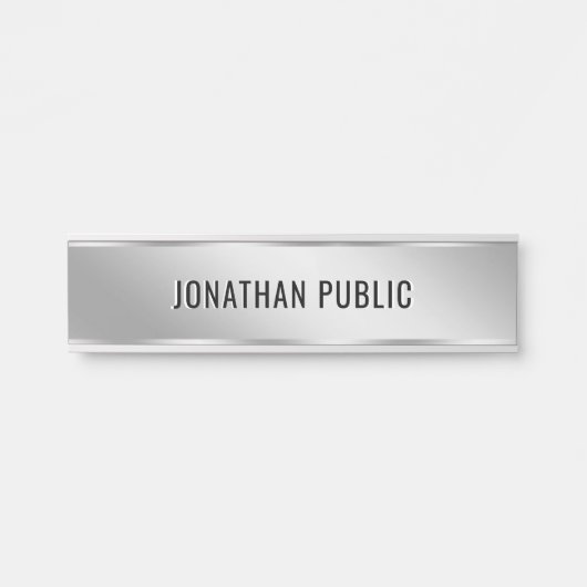 Benutzerdefinierte Text Elegante Silber Türschild  (Vorderseite )