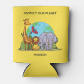 Benutzerdefinierte Text-Erde mit Tieren Dosenkühler (Vorderseite)