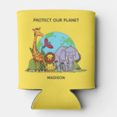 Benutzerdefinierte Text-Erde mit Tieren Dosenkühler (Rückseite)