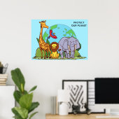 Benutzerdefinierte Text-Erde mit Tieren Poster (Heimbüro)
