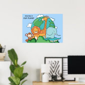 Benutzerdefinierte Text-Erde mit Tieren Poster (Heimbüro)