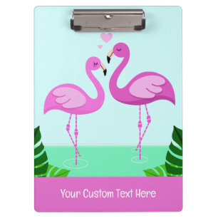 Benutzerdefinierte Text-Flamingo-Liebe Klemmbrett