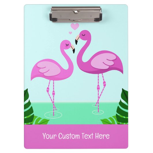 Benutzerdefinierte Text-Flamingo-Liebe Klemmbrett (Vorderseite)