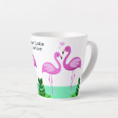 Benutzerdefinierte Text-Flamingo-Liebe Milchtasse (Rechte Ecke)