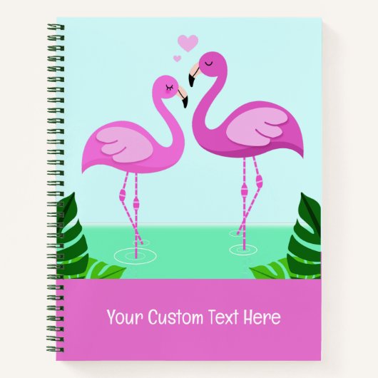 Benutzerdefinierte Text-Flamingo-Liebe Notizblock (Vorderseite)