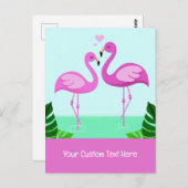 Benutzerdefinierte Text-Flamingo-Liebe Postkarte (Vorne/Hinten)