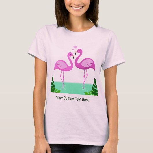 Benutzerdefinierte Text-Flamingo-Liebe T-Shirt (Vorderseite)
