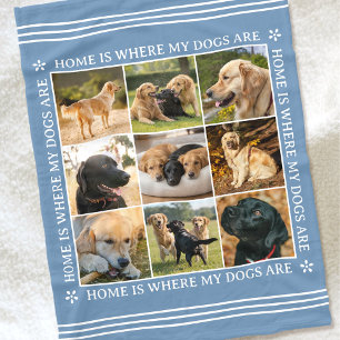 Benutzerdefinierte Text Foto Collage Hund Liebe Bl Fleecedecke