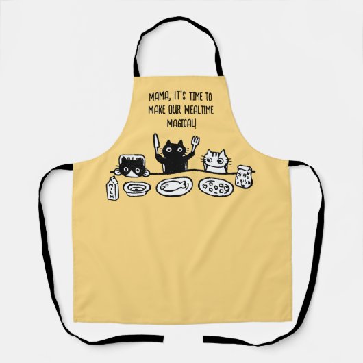 Benutzerdefinierte Text-Funny Black Cat All-over-P Schürze (Vorderseite)