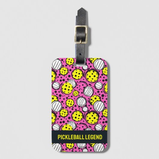 Benutzerdefinierte Text-gelbe Pickleys auf rosa Gepäckanhänger (Vorderseite Vertikal)