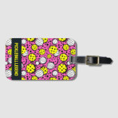 Benutzerdefinierte Text-gelbe Pickleys auf rosa Gepäckanhänger (Vorderseite (Horizontal))