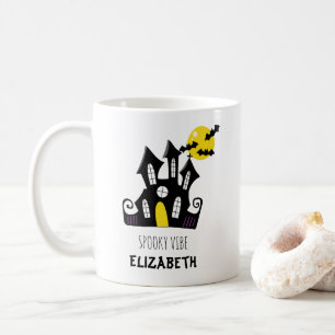 benutzerdefinierte Text Halloween Spooky Castle Kaffeetasse