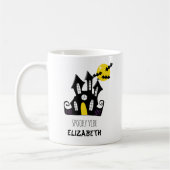benutzerdefinierte Text Halloween Spooky Castle Kaffeetasse (Links)