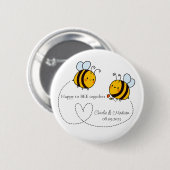 Benutzerdefinierte Text Happy Liebe Bienen Button (Vorne & Hinten)