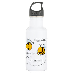 Benutzerdefinierte Text Happy Liebe Bienen Edelstahlflasche