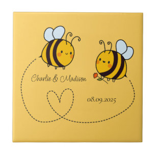 Benutzerdefinierte Text Happy Liebe Bienen Fliese