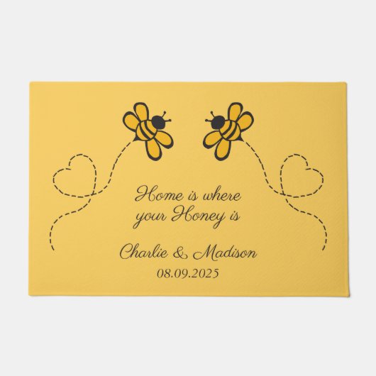 Benutzerdefinierte Text Happy Liebe Bienen Fußmatte (Vorderseite)