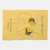 Benutzerdefinierte Text Happy Liebe Bienen Geschirrtuch (Horizontal)