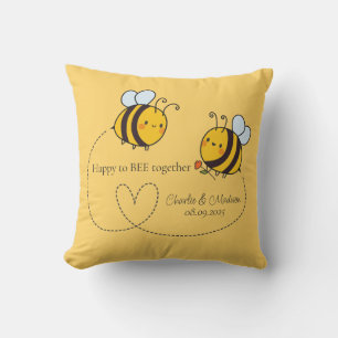 Benutzerdefinierte Text Happy Liebe Bienen Kissen