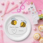 Benutzerdefinierte Text Happy Liebe Bienen Pappteller (Party)