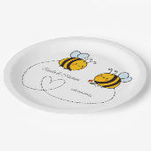 Benutzerdefinierte Text Happy Liebe Bienen Pappteller (Schrägansicht)
