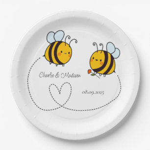 Benutzerdefinierte Text Happy Liebe Bienen Pappteller