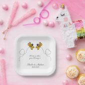 Benutzerdefinierte Text Happy Liebe Bienen Pappteller (Party)
