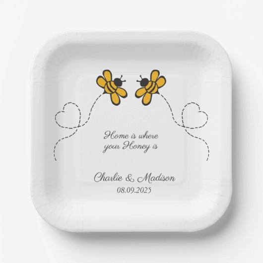 Benutzerdefinierte Text Happy Liebe Bienen Pappteller (Vorderseite)