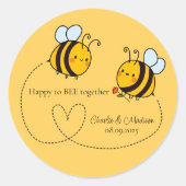 Benutzerdefinierte Text Happy Liebe Bienen Runder Aufkleber (Vorderseite)
