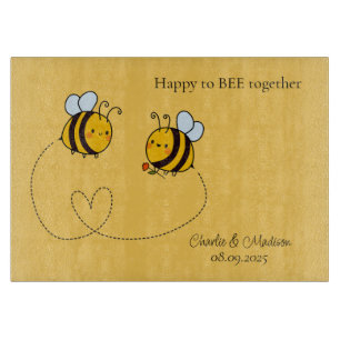 Benutzerdefinierte Text Happy Liebe Bienen Schneidebrett