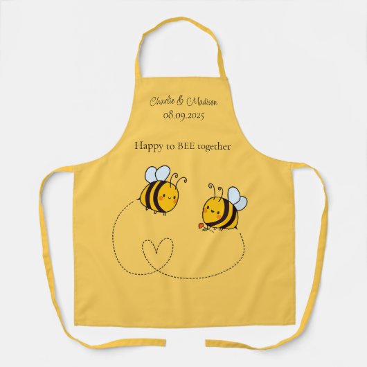 Benutzerdefinierte Text Happy Liebe Bienen Schürze (Vorderseite)