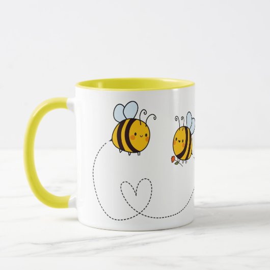 Benutzerdefinierte Text Happy Liebe Bienen Tasse (Links)