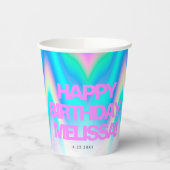 Benutzerdefinierte Text-Holografie-Irisierend Y2K- Pappbecher (Links)