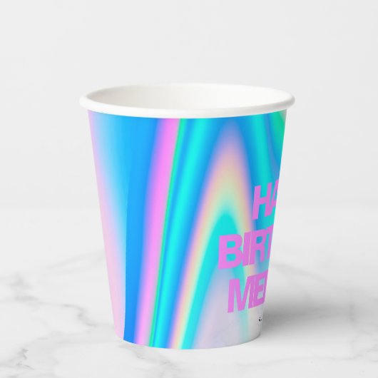 Benutzerdefinierte Text-Holografie-Irisierend Y2K- Pappbecher (Vorderseite)