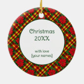 Benutzerdefinierte Text-Kundgebung von Santa Pickl Keramik Ornament (Hinten)