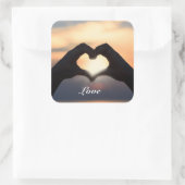 Benutzerdefinierte Text-Liebe Hands Herzform Twili Quadratischer Aufkleber (Tasche)
