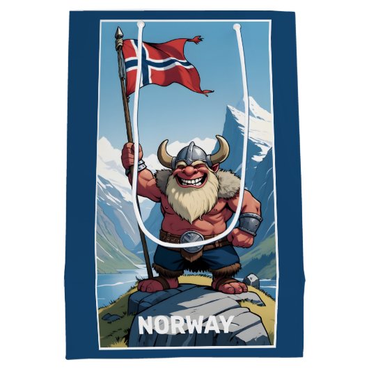 Benutzerdefinierte Text-Norwegische Trolle Mittlere Geschenktüte (Rückseite)